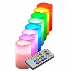 Null 3er Set LED Flammenlose Kerzen SĂ€ulenkerze Wachskerze Stumpenkerze Farbwechsel