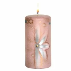 Null Stumpenkerze "Magnolia" Rosenholz 120 X Ø 60 Mm, Designkerze Ostern, Frühling Und Sommer