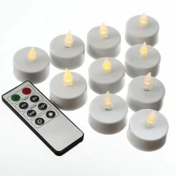 Null LED Teelichter Flackernde Flamme Timer Inkl. Fernbedienung Funktionen 10er Set