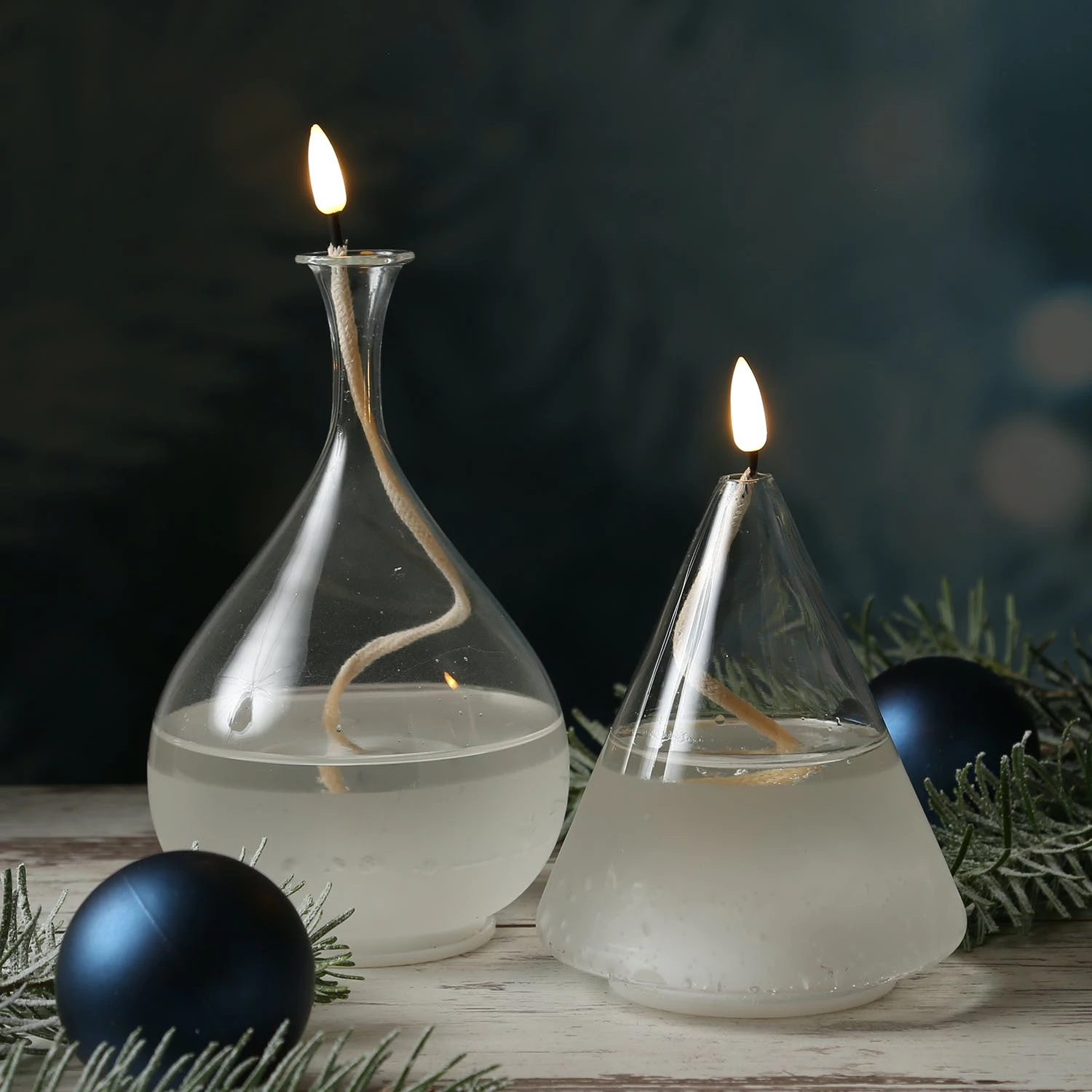 Null LED Kerze Im Glas Öllampe Flüssigwachs Optik Flackernd Timer H: 18,5cm Bauchig – Bild 6