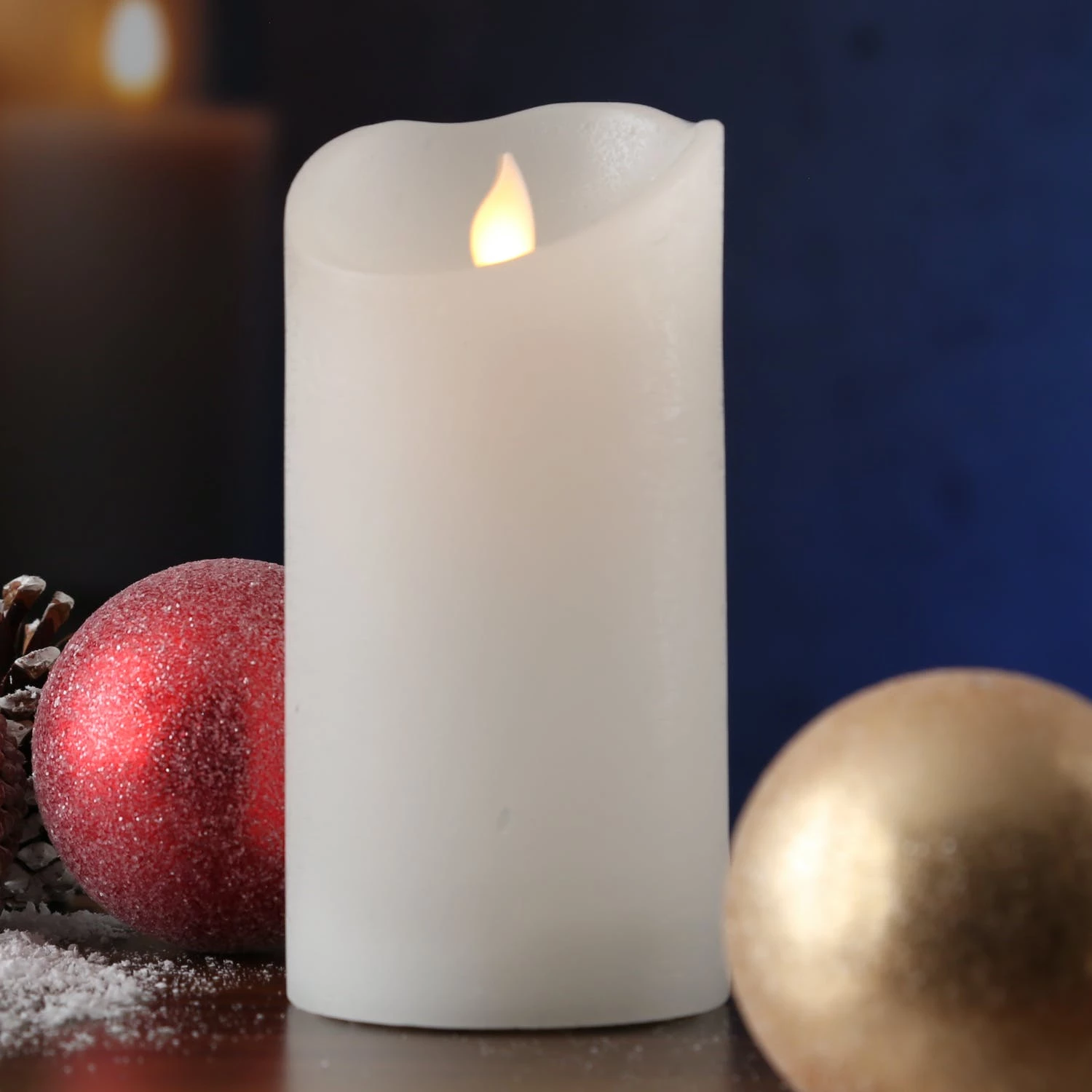 Null LED Kerze TWINKLE Echtwachs Bewegliche Flamme H: 15cm Timer Weiß Für Innen – Bild 6