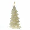 Null LED Kerze Tannenbaum Weihnachtsbaum Echtwachs 3D Flamme H: 16cm Timer Creme