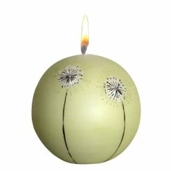 Null Kugelkerze "Gänseblümchen" Pastellgrün Ø 100 Mm, Designkerze Ostern, Frühling Und Sommer