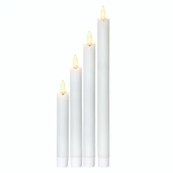 Null LED Stabkerzen Flamme Echtwachs Flackernde LED 4 Größen Timer Weiß 4er Set