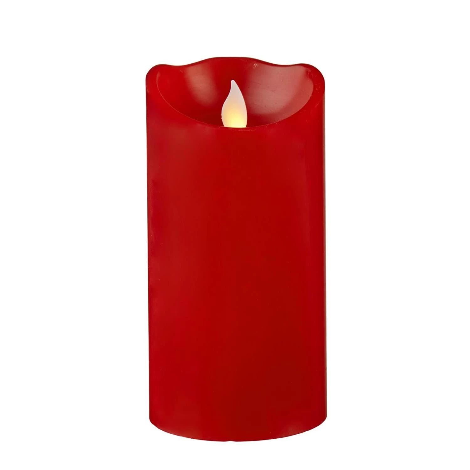 Null LED Kerze Twinkle Echtwachs Mechanisch Bewegte Flamme Timer H: 15cm Rot
