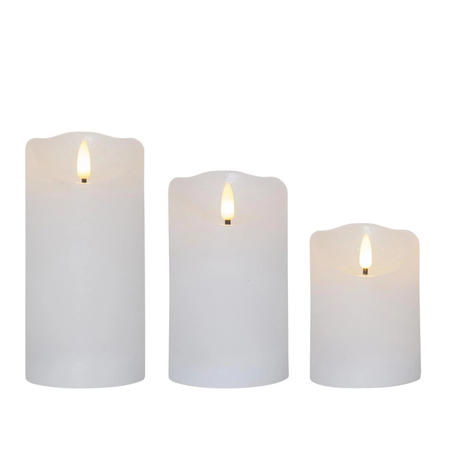 Null LED Kerzenset Flamme Kunststoff Für Außen 3D Flamme Flackernd Timer Weiß 3Stück – Bild 2