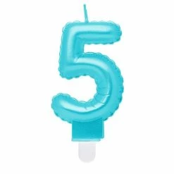 Null Kerze Zahl 5 Hellblau `Folienballon`