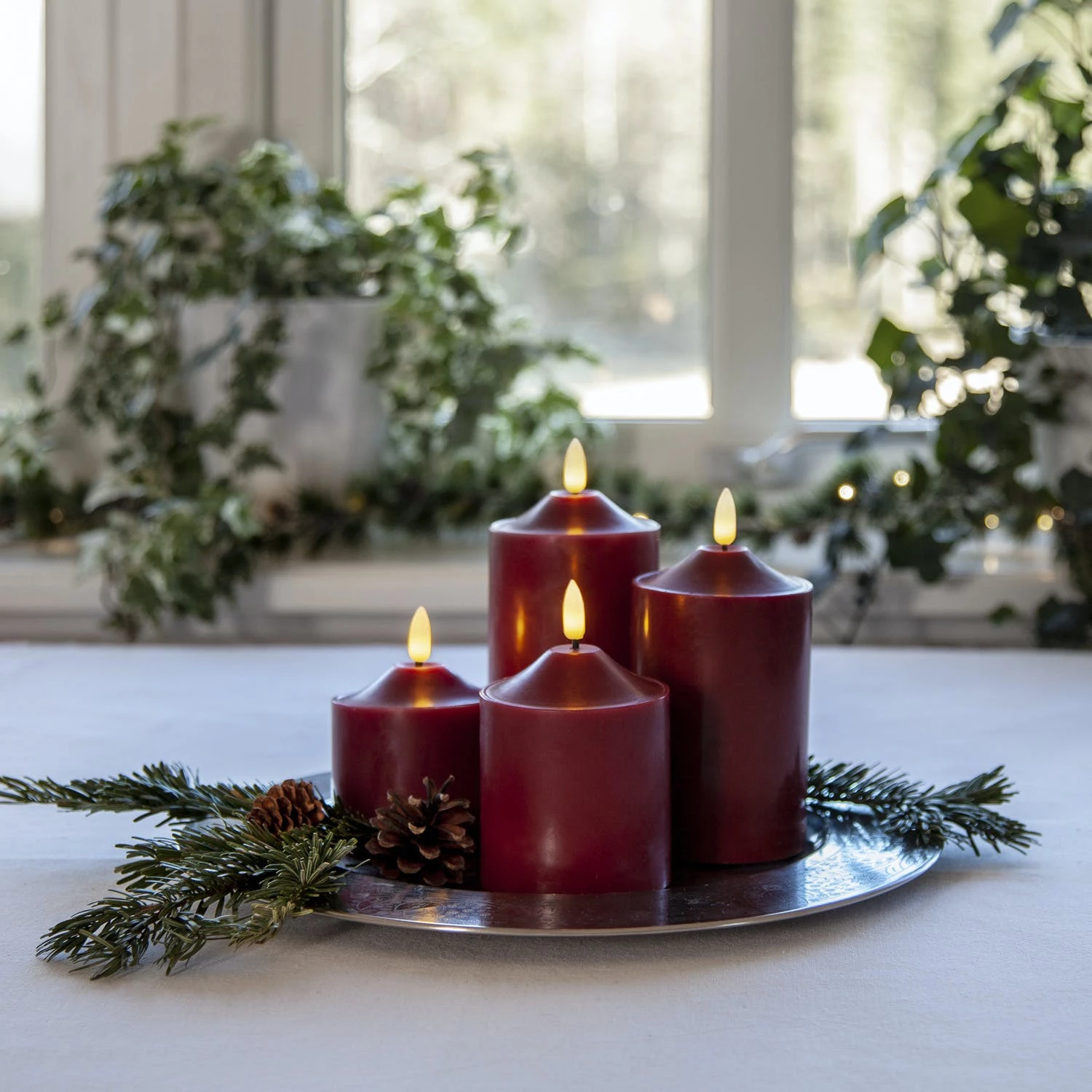 Null LED Kerzenset Adventskerzen Weihnachten 3D Flamme 4 Größen Timer Rot 4 Stück – Bild 6