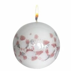 Null Kugelkerze "Tupfen" Rosenholz Ø 100 Mm, Designkerze Ostern, Frühling Und Sommer