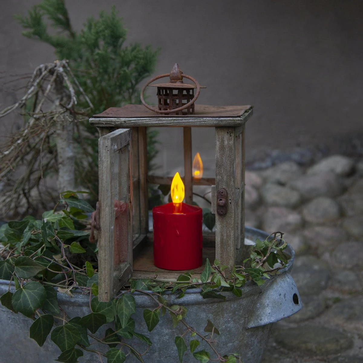 Null LED Kerze PAULA Für Laternen Flackernd H: 11,5cm Batterie Sensor Für Außen Rot – Bild 6