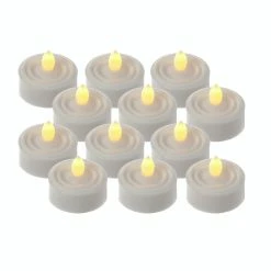Null LED Teelichter Flackernd Flammenlos Inkl. Batterien Timer D: 3,6cm Weiß 12er Set