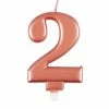 Null Roségold Metallic Kerze Zahl 2