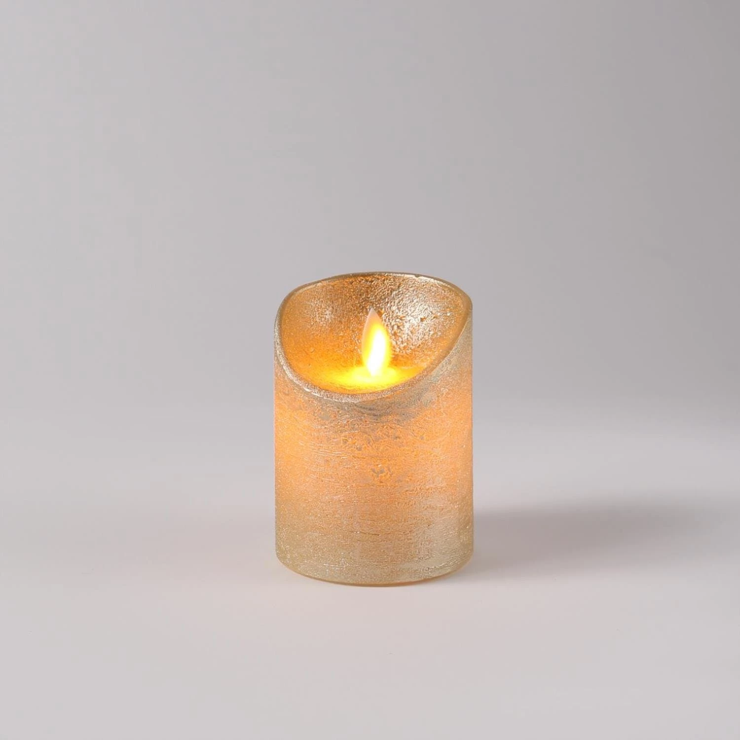 Null LED Kerze Twinkle Echtwachs Bewegliche Flamme Auspustfunktion Timer 12,5cm Gold – Bild 2