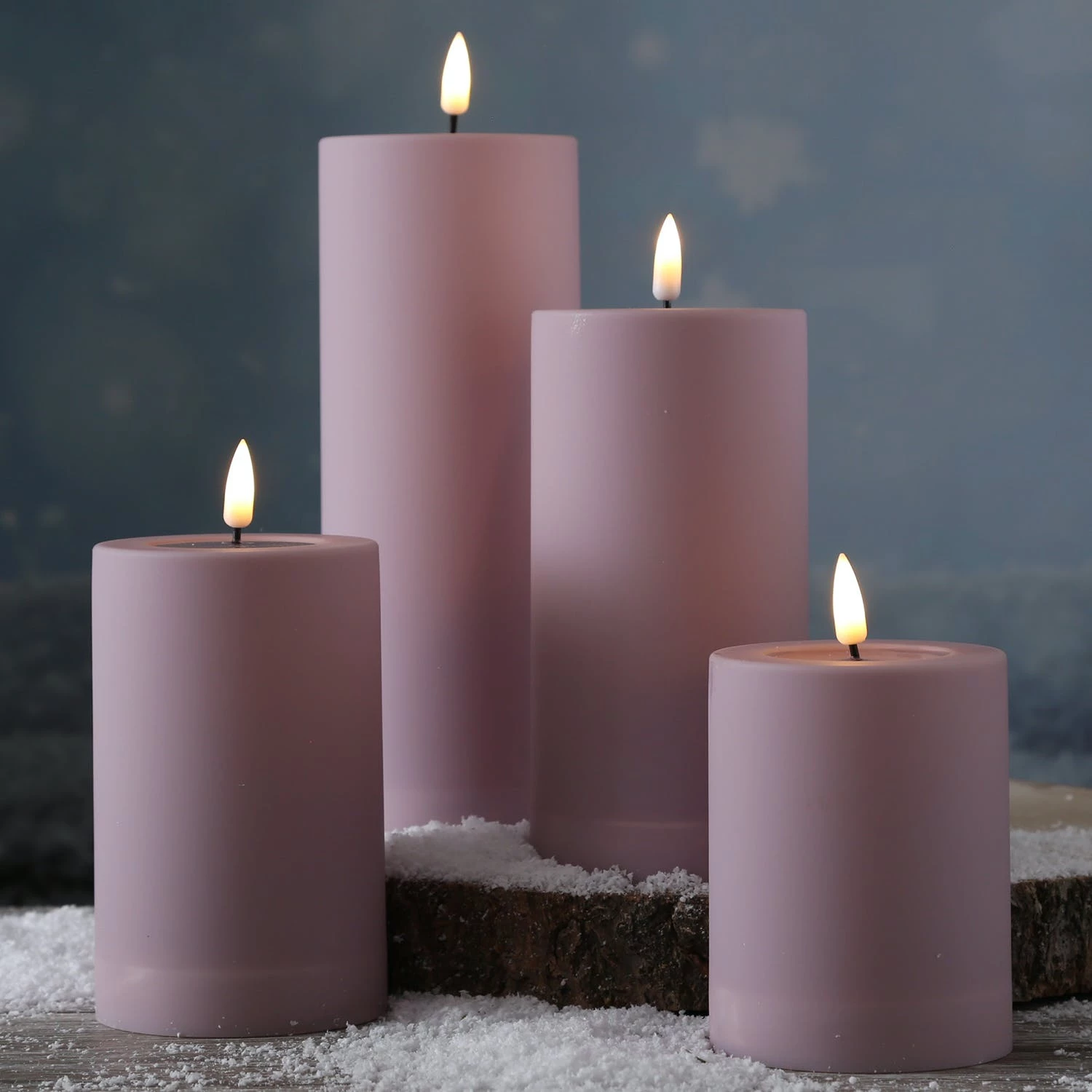 Null LED Kerze MIA Deluxe Für Außen 3D Flamme Flackernd H: 20cm D: 7,5cm Flieder Lila – Bild 6