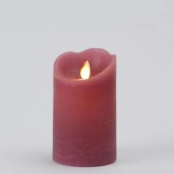 Null LED Kerze TWINKLE Rustik Optik Echtwachs Bewegliche Flamme 12,5cm Timer Altrosa