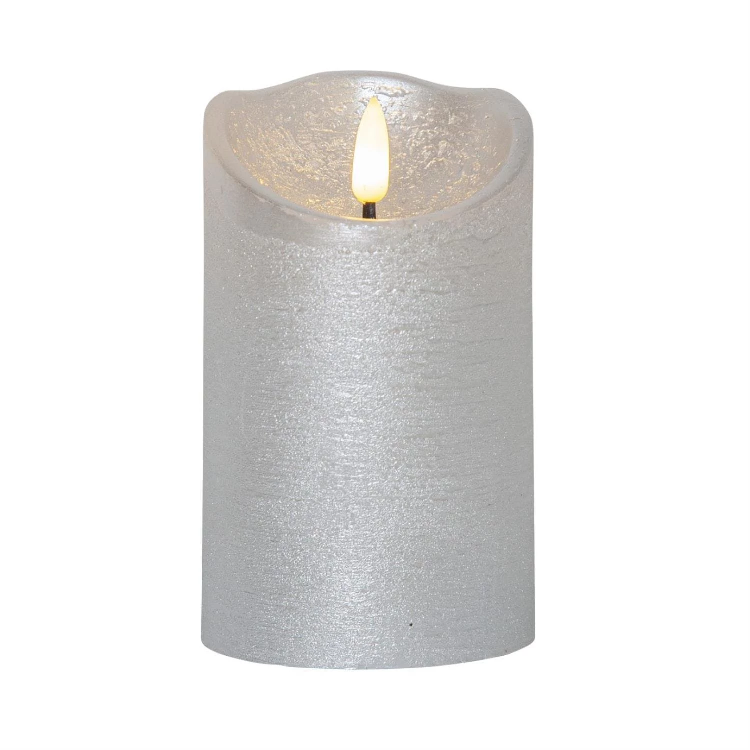 Null LED Kerze Rustik Optik Echtwachs Flackernde Flamme H: 12,5cm Timer Batterie Gold â Bild 3