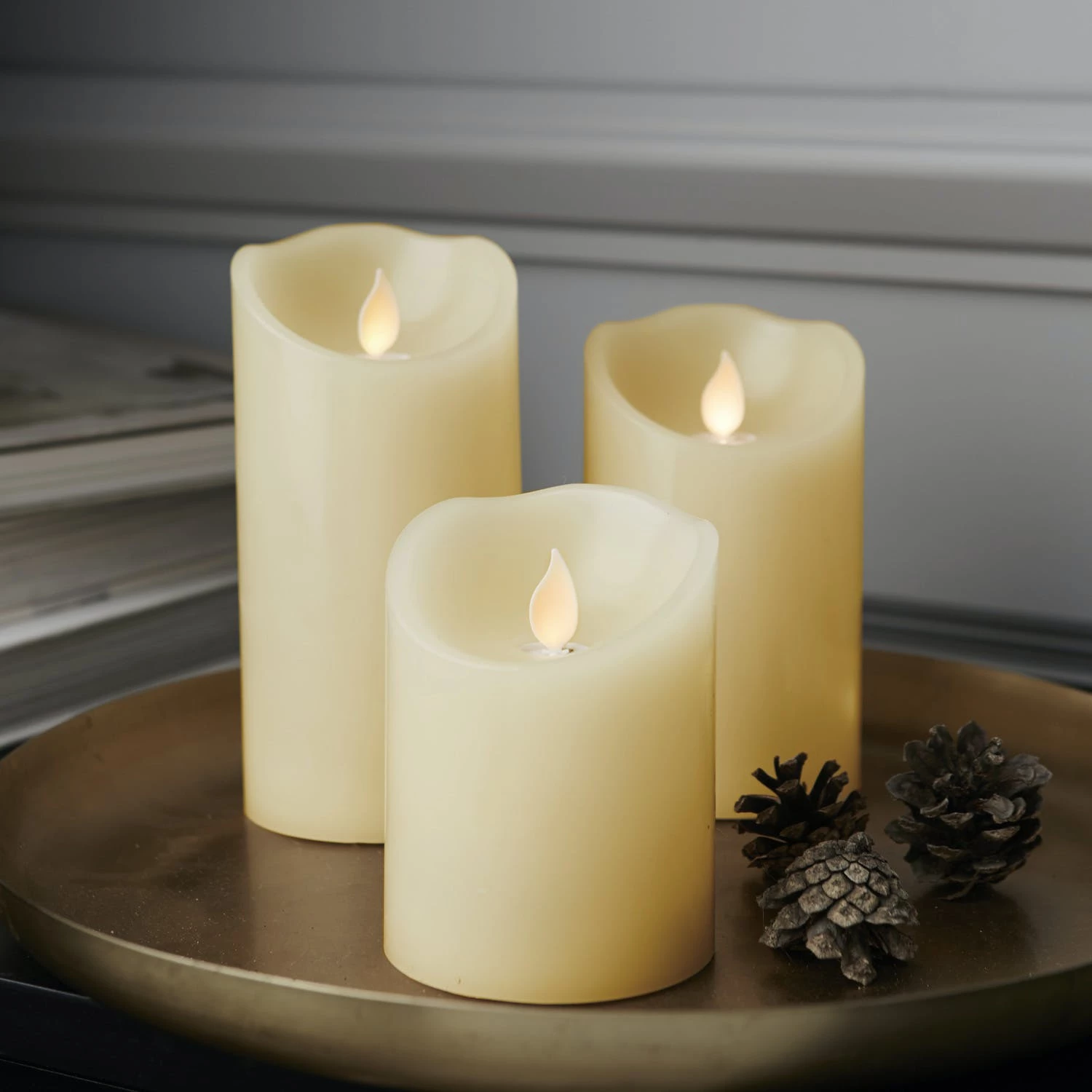 Null LED Kerze Twinkle Echtwachs Mechanisch Bewegte Flamme Timer H: 12,5cm Creme â Bild 6