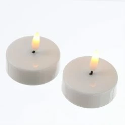 Null LED Teelichter Flackernde 3D Flamme Flammenlos Batterie Timer D: 5,8cm Weiß 2St.