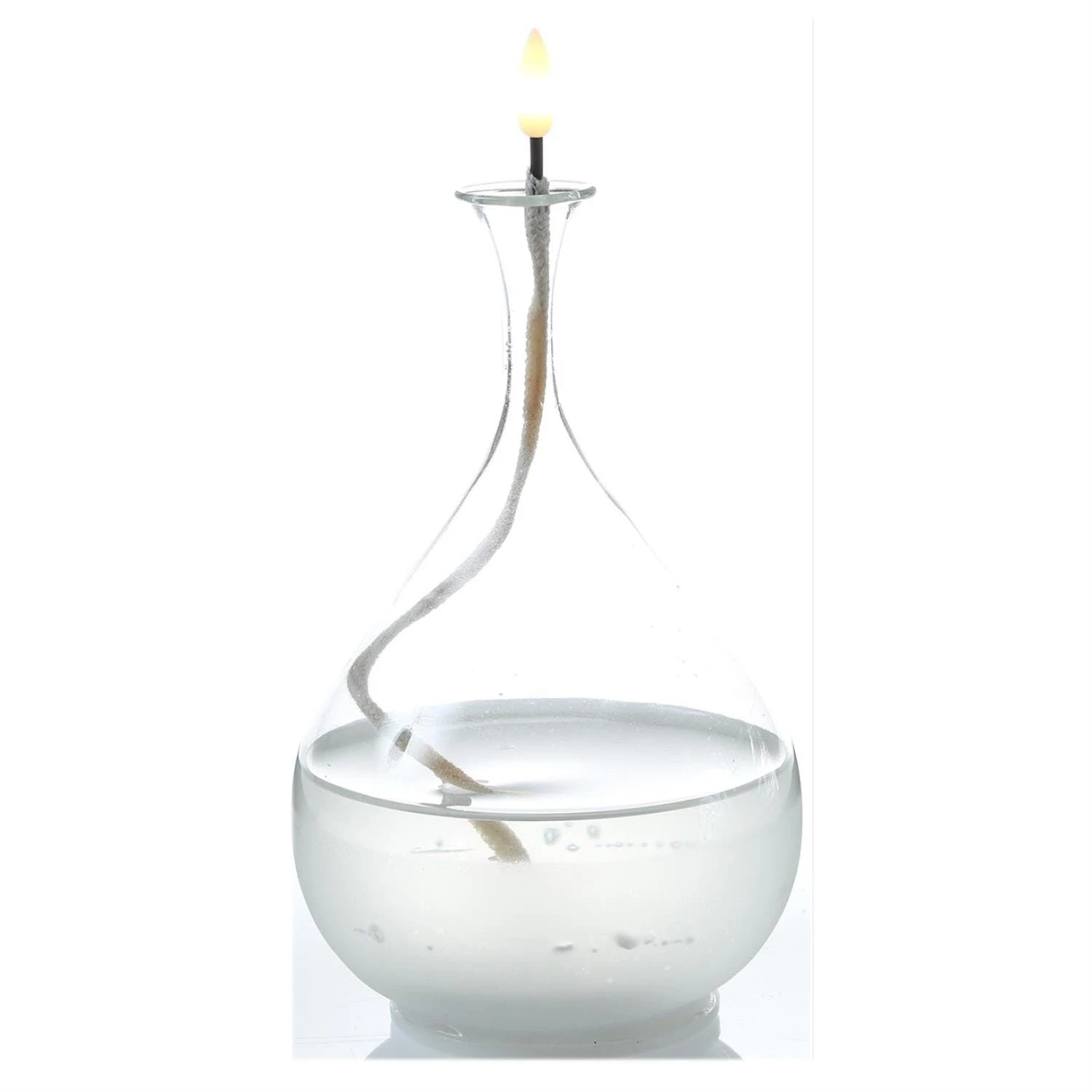 Null LED Kerze Im Glas Öllampe Flüssigwachs Optik Flackernd Timer H: 18,5cm Bauchig