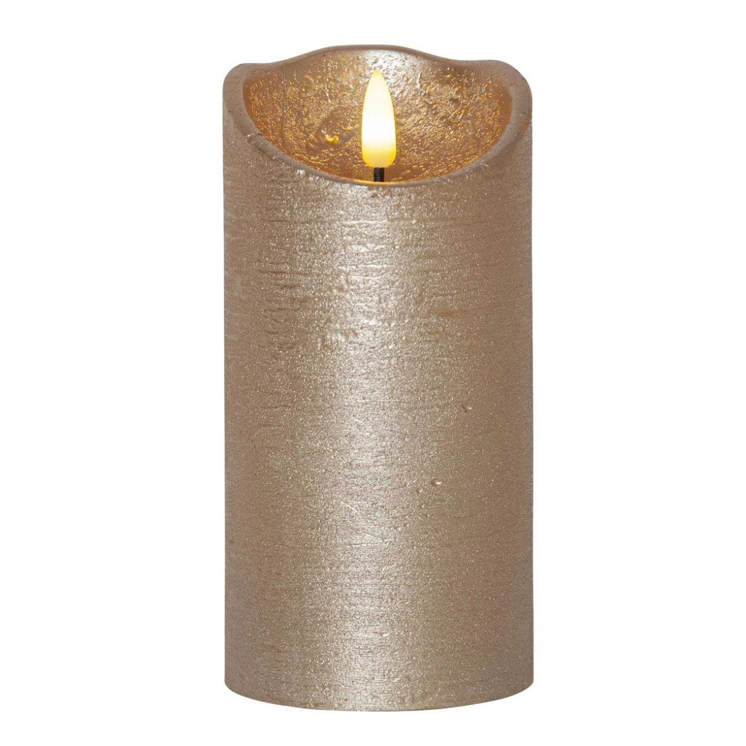 Null LED Kerze Rustik Optik Echtwachs Flackernde Flamme H: 15cm Timer Batterie Weiß – Bild 2