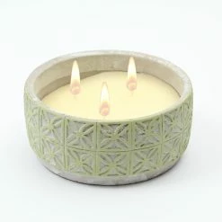 Null Duftkerze CITRONELLA Echtwachs In Tonschale 3 Dochte Gegen Stechmücken Grün