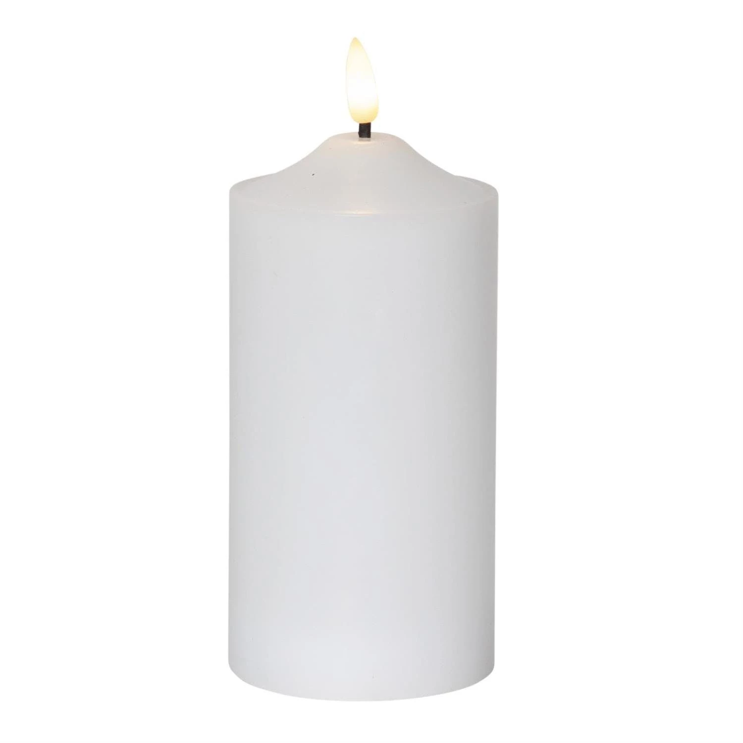 Null LED Stumpenkerze Flamme Echtwachs Warmweiße 3D Flamme H: 17cm Batterie Timer