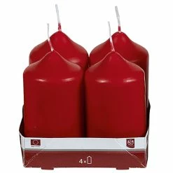 Null Stumpenkerze 9xØ5cm Bordeaux 4 Pack 6 Stück