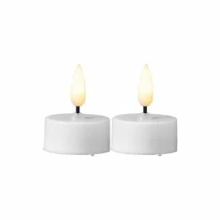 Null LED Teelicht Realistisch Aussehende Flamme Batterie Timer D: 3,8cm 2er Set