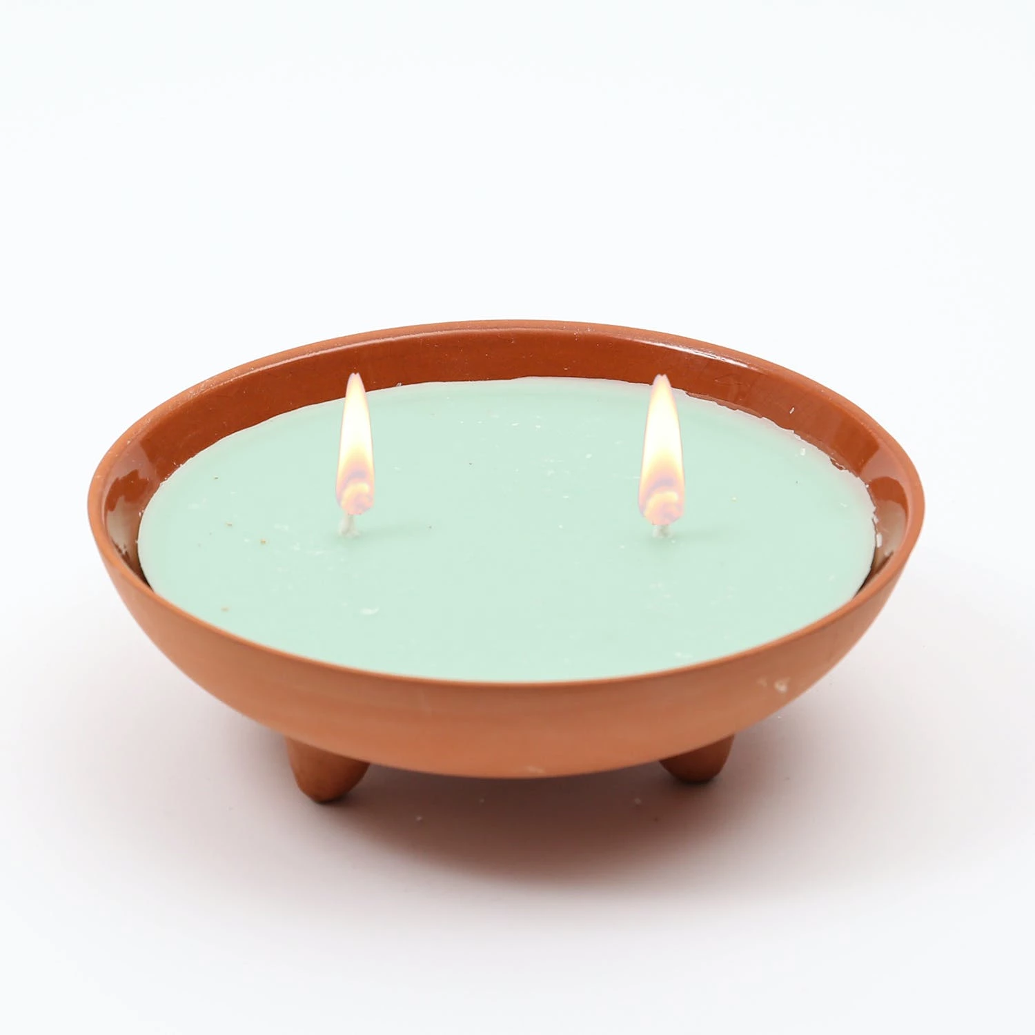 Null Duftkerze CITRONELLA In Tonschale 2 Dochte Gegen Stechmücken Terracotta/grün