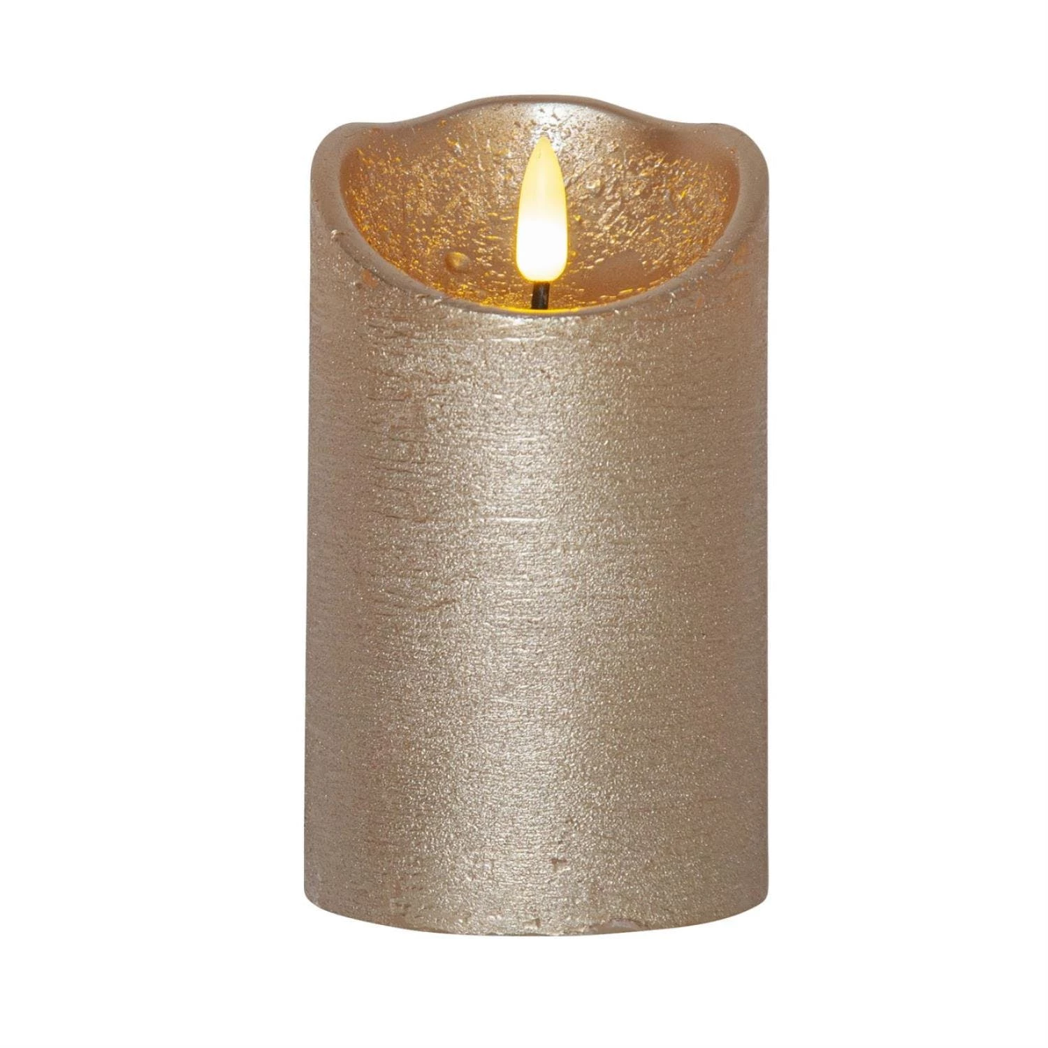 Null LED Kerze Rustik Optik Echtwachs Flackernde Flamme 12,5cm Timer Batterie Silber â Bild 3