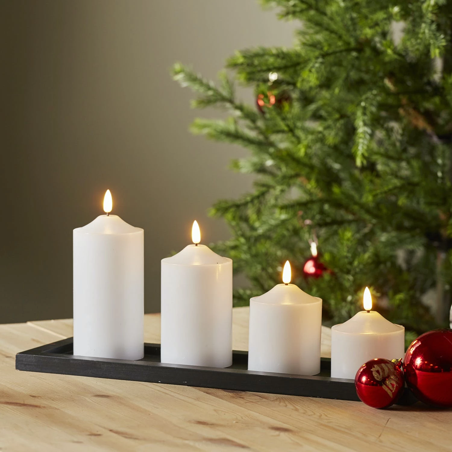 Null LED Stumpenkerze Flamme Echtwachs Warmweiße 3D Flamme H: 17cm Batterie Timer – Bild 7