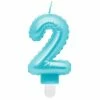 Null Kerze Zahl 2 Hellblau `Folienballon`