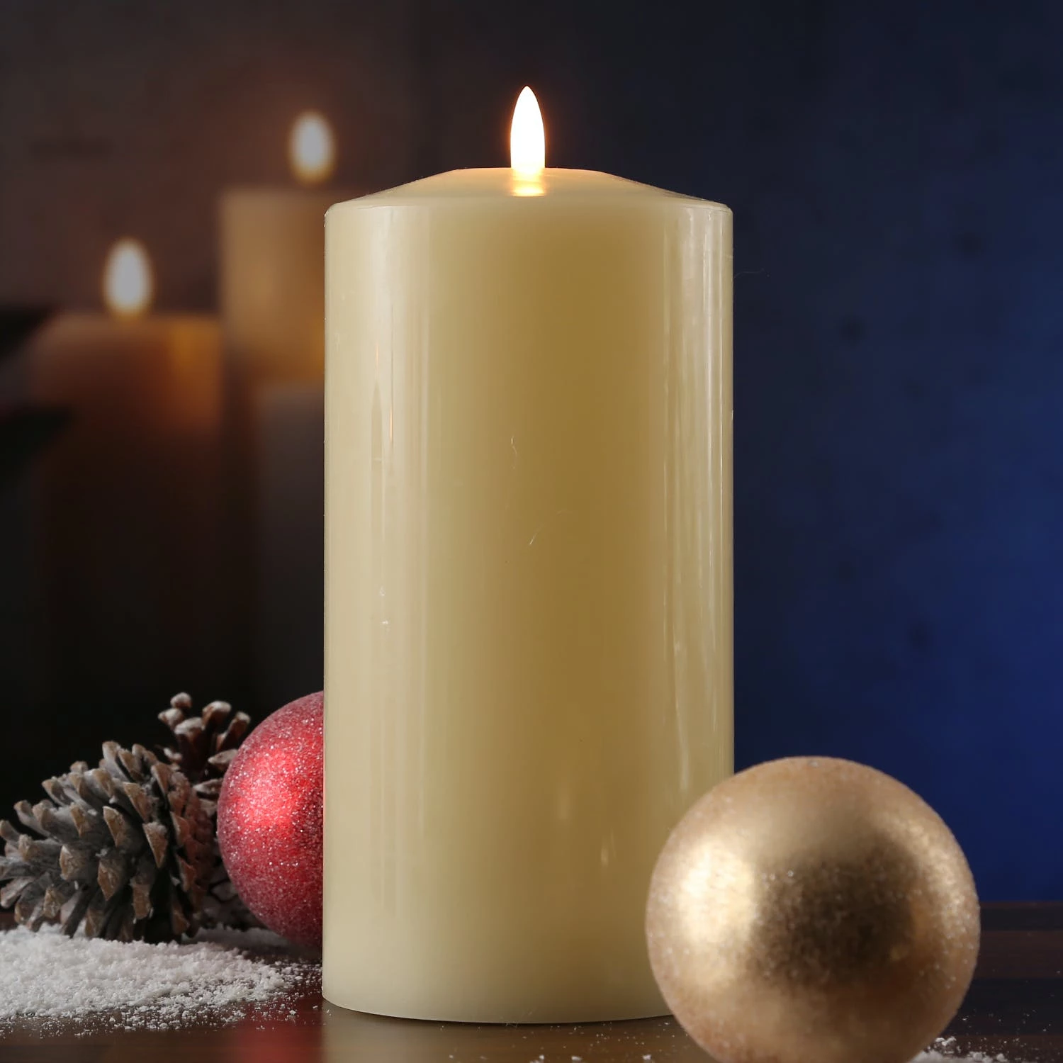 Null LED Kerze Flamme Echtwachs Flackernde 3D Flamme H: 22cm Timer Creme FĂŒr Innen â Bild 6