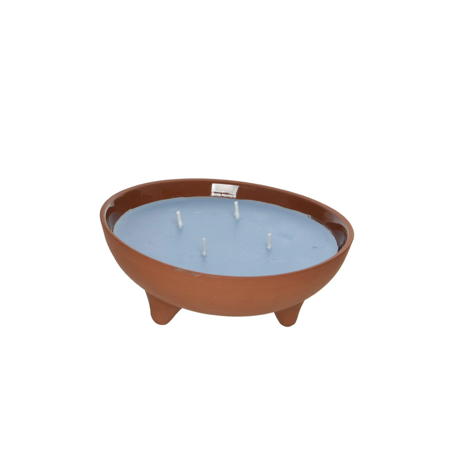 Null Duftkerze CITRONELLA In Tonschale 4 Dochte Gegen Stechmücken Terracotta/blau