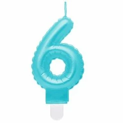 Null Kerze Zahl 6 Hellblau `Folienballon`