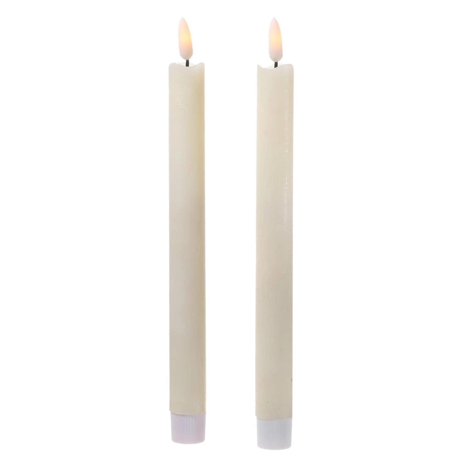 Null LED Stabkerzen Tafelkerzen 3D Flamme Flackernd Echtwachs Fernbedienung Creme 4St – Bild 4