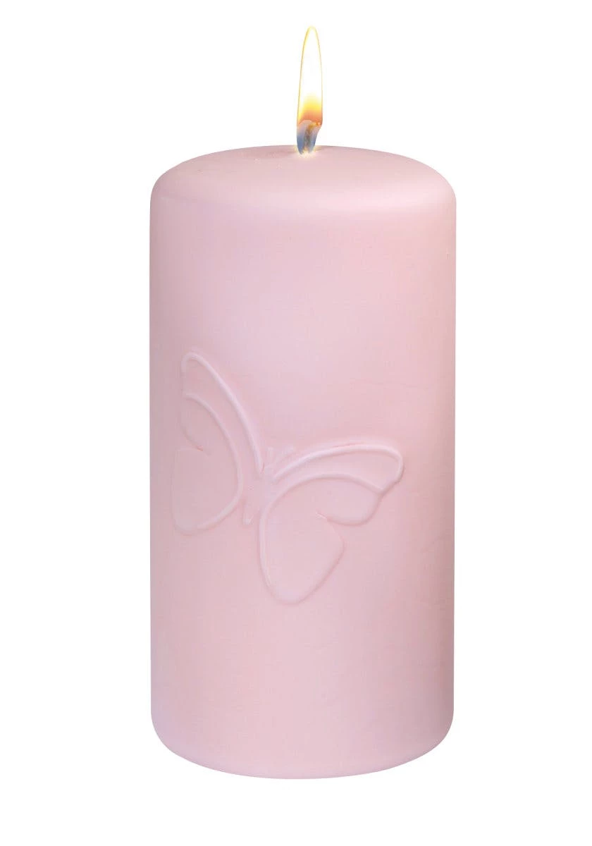 Null Osterkerze Stumpenkerze "Schmetterling" Rosenholz 140 X Ø 70 Mm, Designerkerze Ostern, Frühling, Sommer