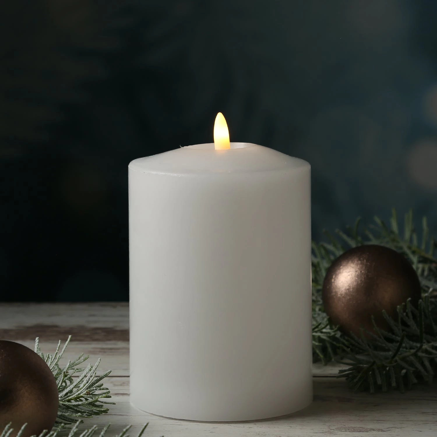 Null LED Kerze Flamme Echtwachs Flackernde 3D Flamme H: 16cm D: 10cm Timer Weiß – Bild 6