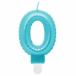 Null Kerze Zahl 0 Hellblau `Folienballon`