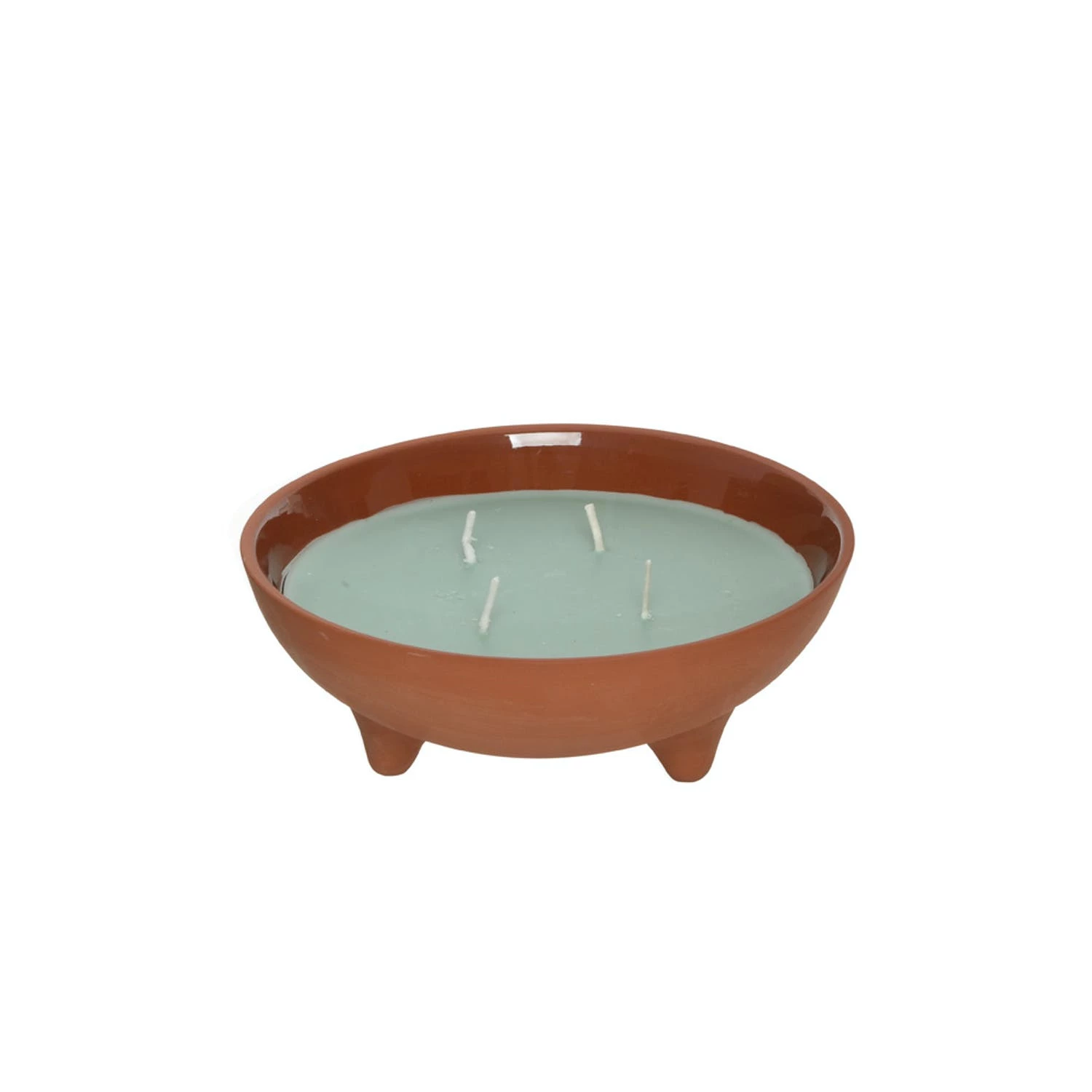 Null Duftkerze CITRONELLA In Tonschale 4 Dochte Gegen Stechmücken Terracotta/blau – Bild 4