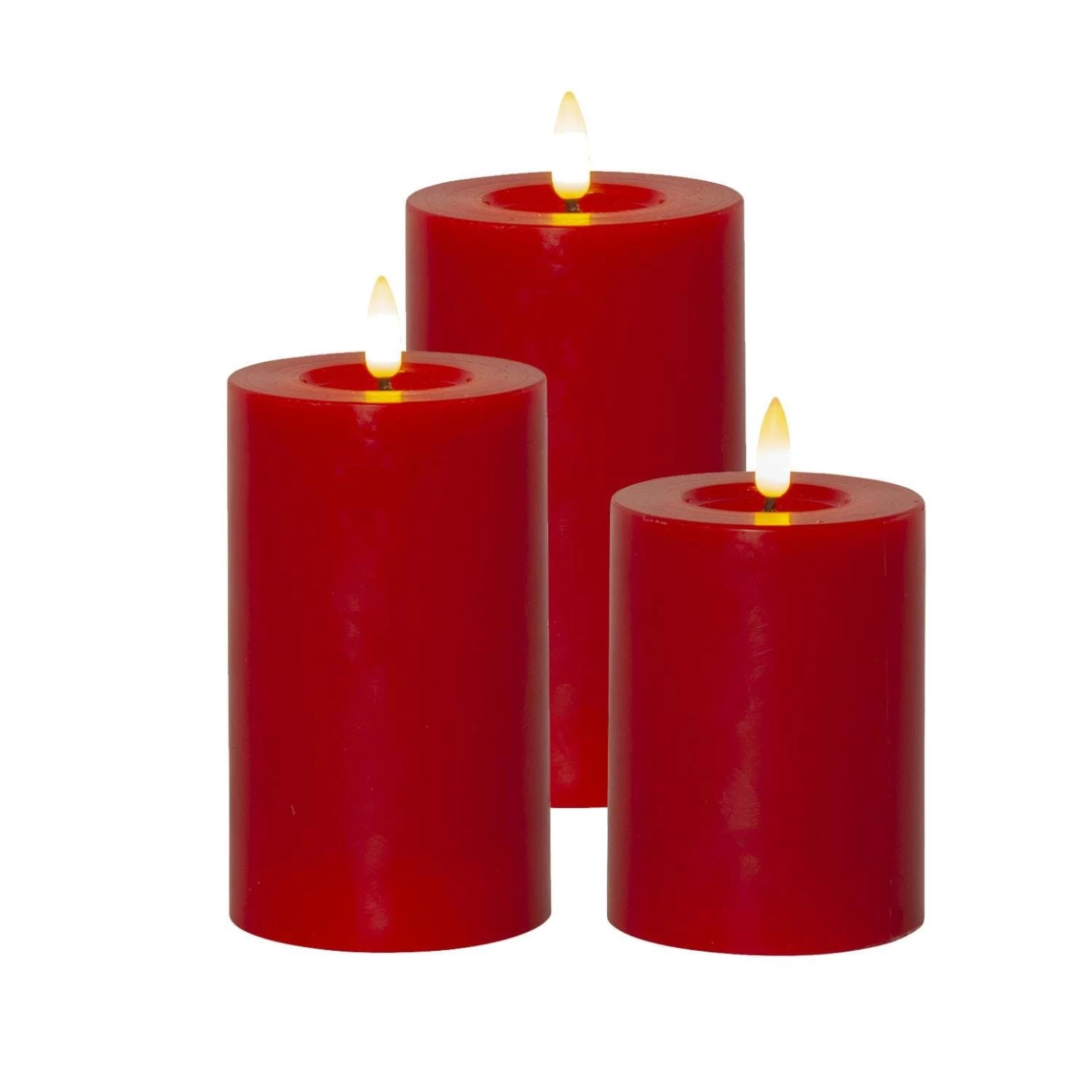 Null LED Kerzenset Adventskerzen Weihnachten 3D Flamme 4 Größen Timer Rot 4 Stück – Bild 5