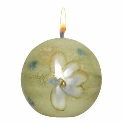 Null Kugelkerze "Magnolia" Pastellgrün Ø 80 Mm, Designkerze Ostern, Frühling Und Sommer
