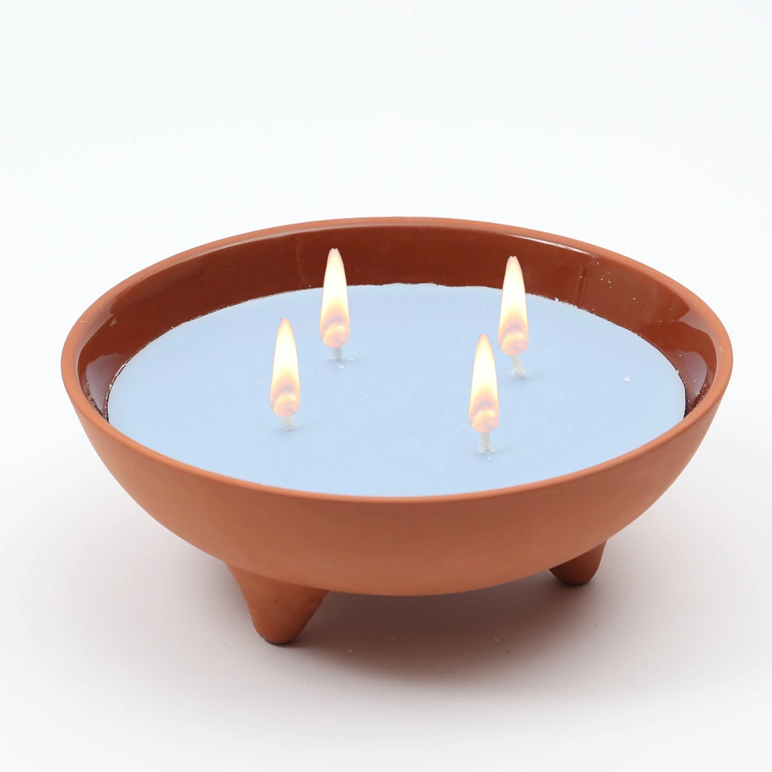Null Duftkerze CITRONELLA In Tonschale 4 Dochte Gegen Stechmücken Terracotta/blau – Bild 6