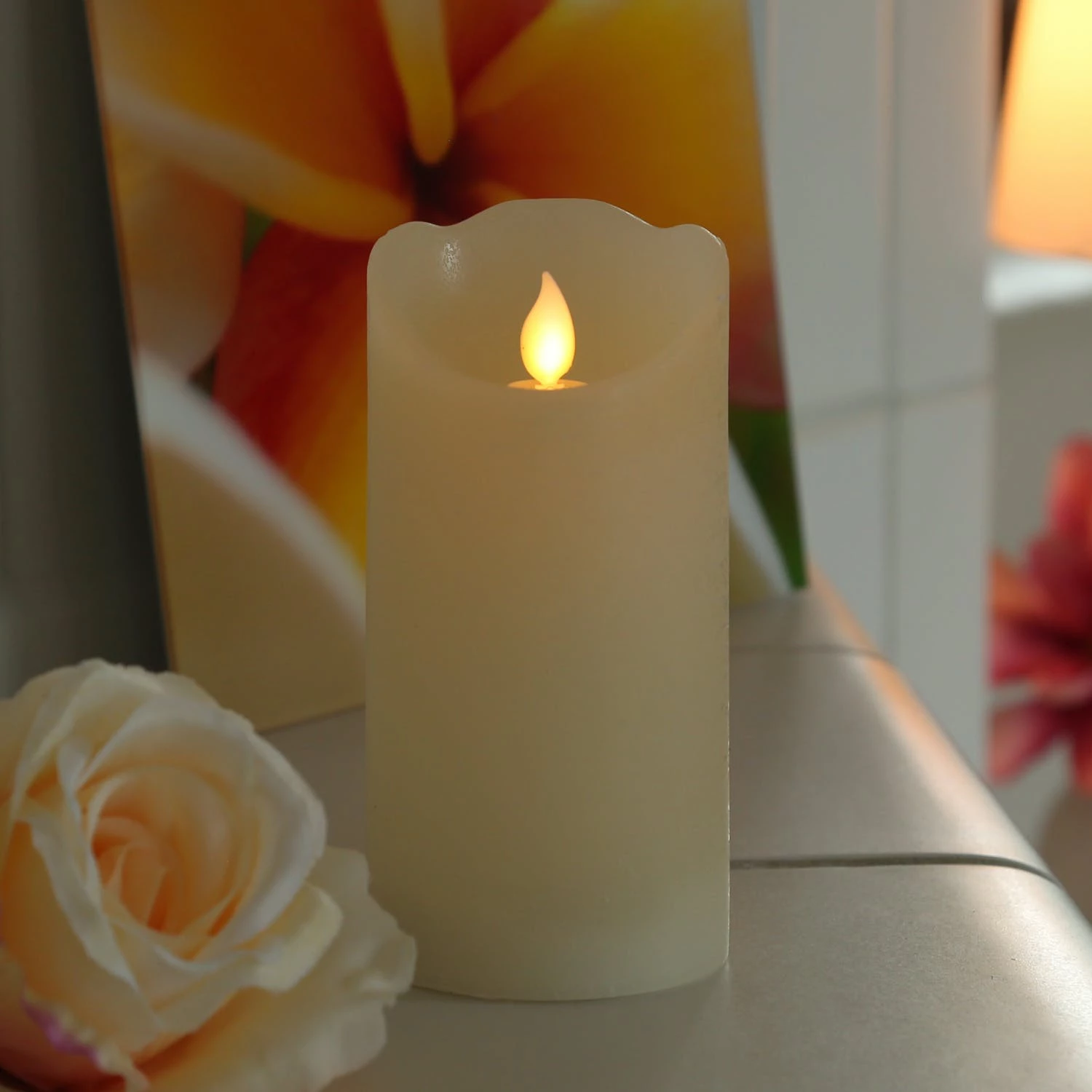 Null LED Kerze TWINKLE Echtwachs Bewegliche Flamme H: 15cm Timer Creme FĂŒr Innen â Bild 2