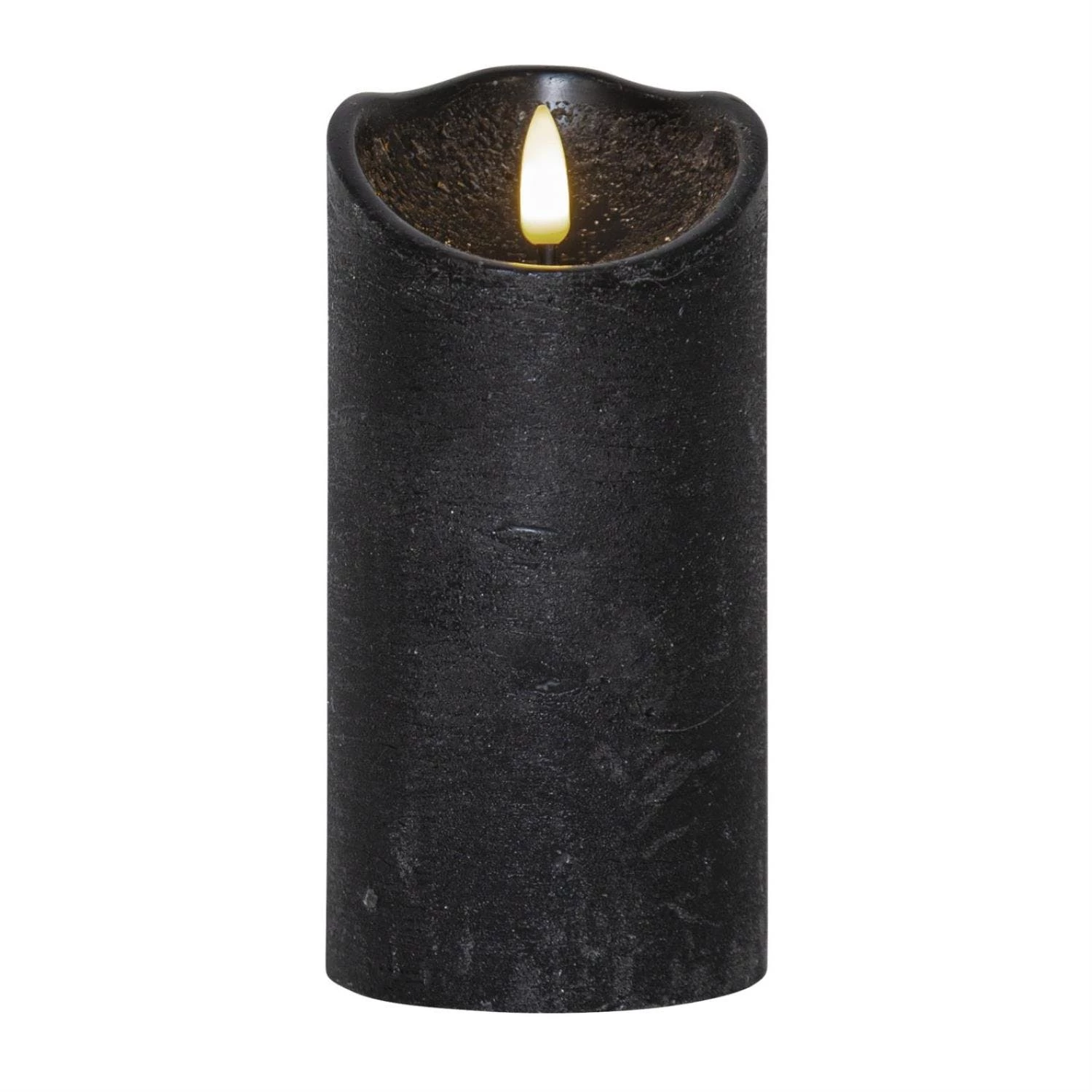 Null LED Kerze Rustik Optik Echtwachs Flackernde Flamme H: 15cm Timer Batterie Silber â Bild 4