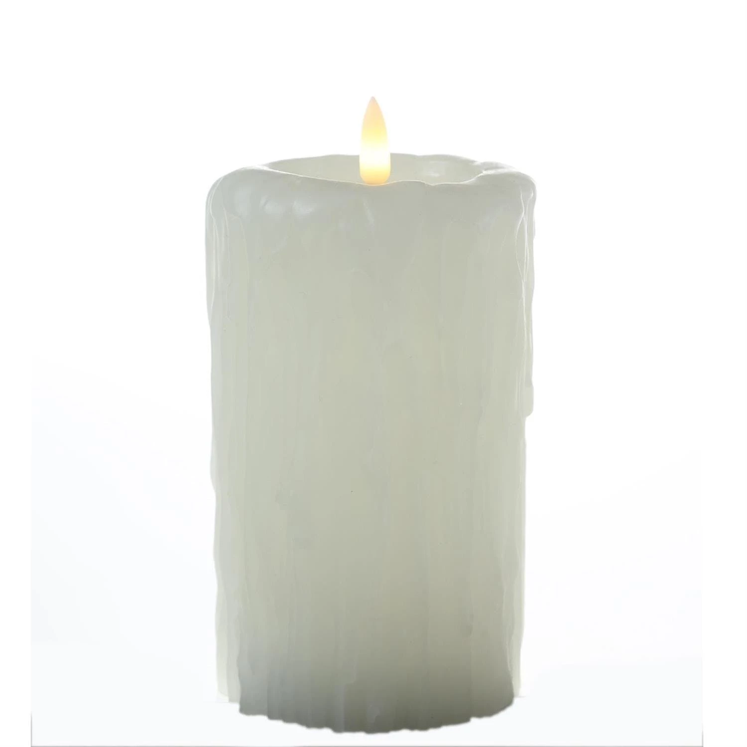 Null LED Kerze Wachstropfen Kirchenkerze Echtwachs Flackernd H: 16cm Timer Creme