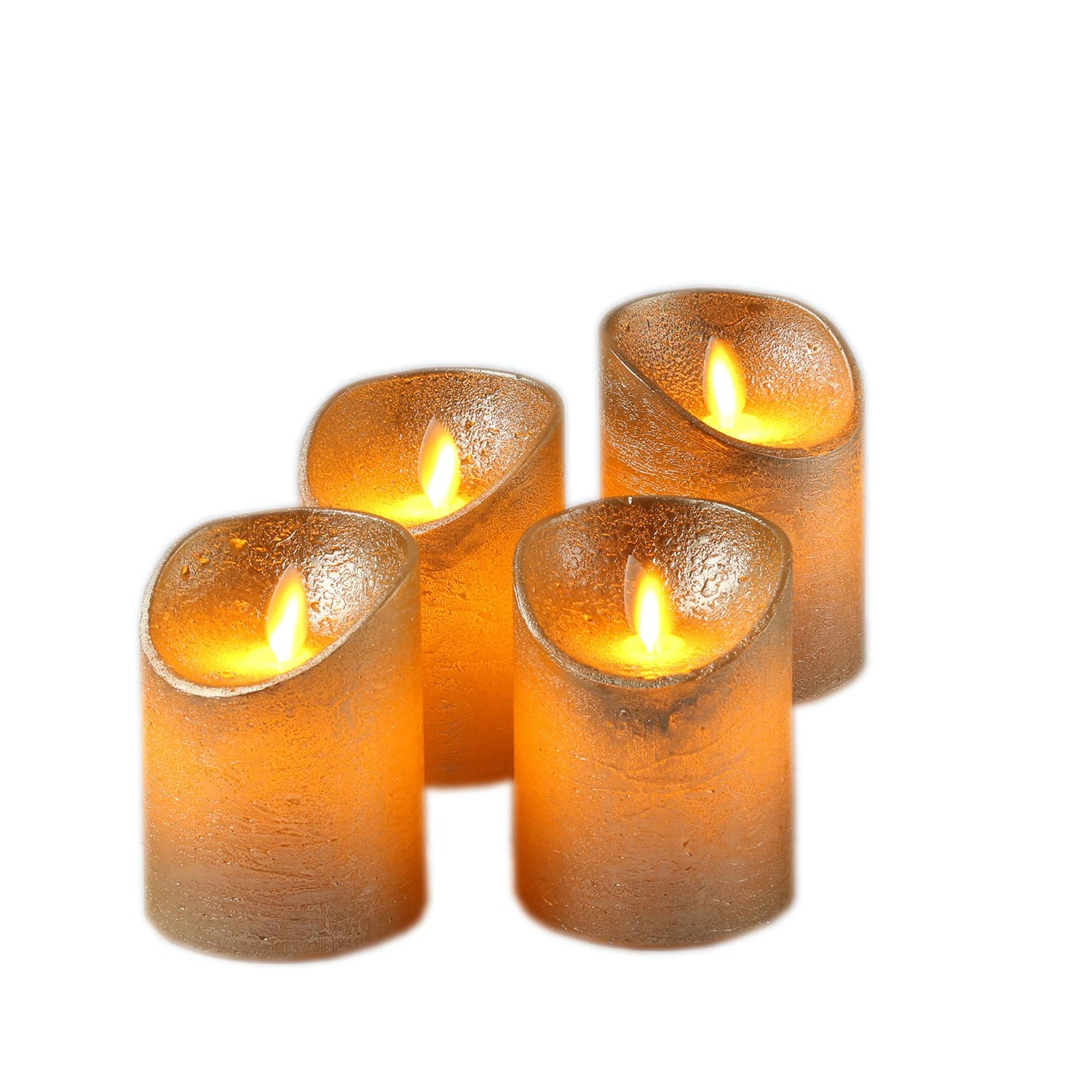 Null LED Kerzenset Adventskerzen Echtwachs Bewegl.Flamme Z.Auspusten 12,5cm Gold 4St. – Bild 3