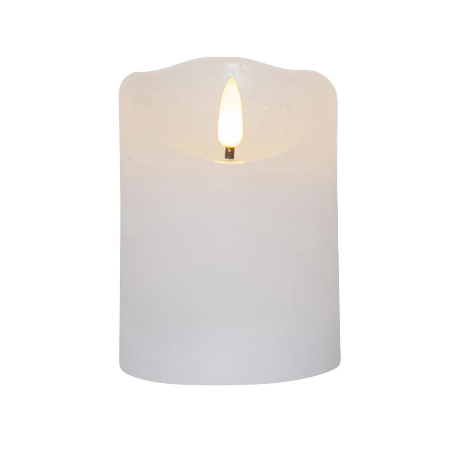 Null LED Kerze Rustik Optik Echtwachs Flackernde Flamme H: 10cm Timer Batterie Silber â Bild 3