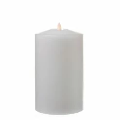 Null LED Kerze Flamme Echtwachs Flackernde 3D Flamme H: 18cm D: 10cm Timer Weiß