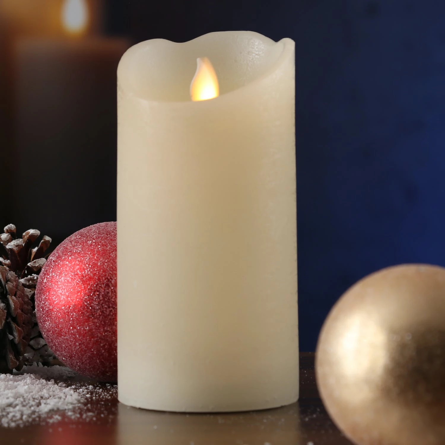 Null LED Kerze TWINKLE Echtwachs Bewegliche Flamme H: 15cm Timer Creme FĂŒr Innen â Bild 3